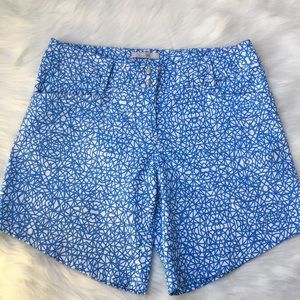 Adidas. Sports shorts. Blue and white.